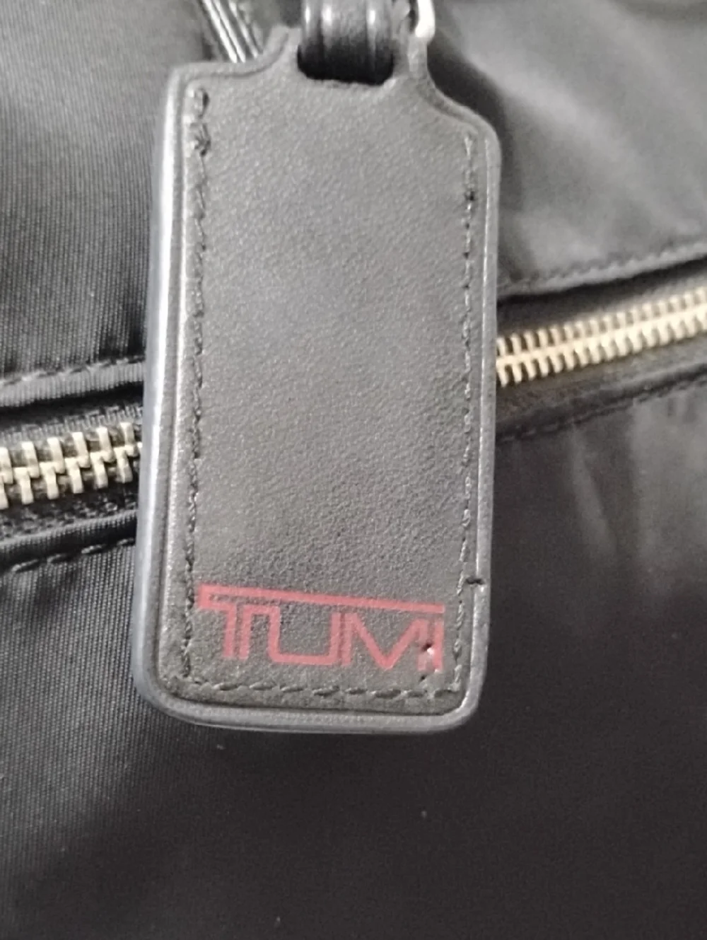 TUMI Black Ballistic Nylon Slim Laptop Briefcase with Leather Trim